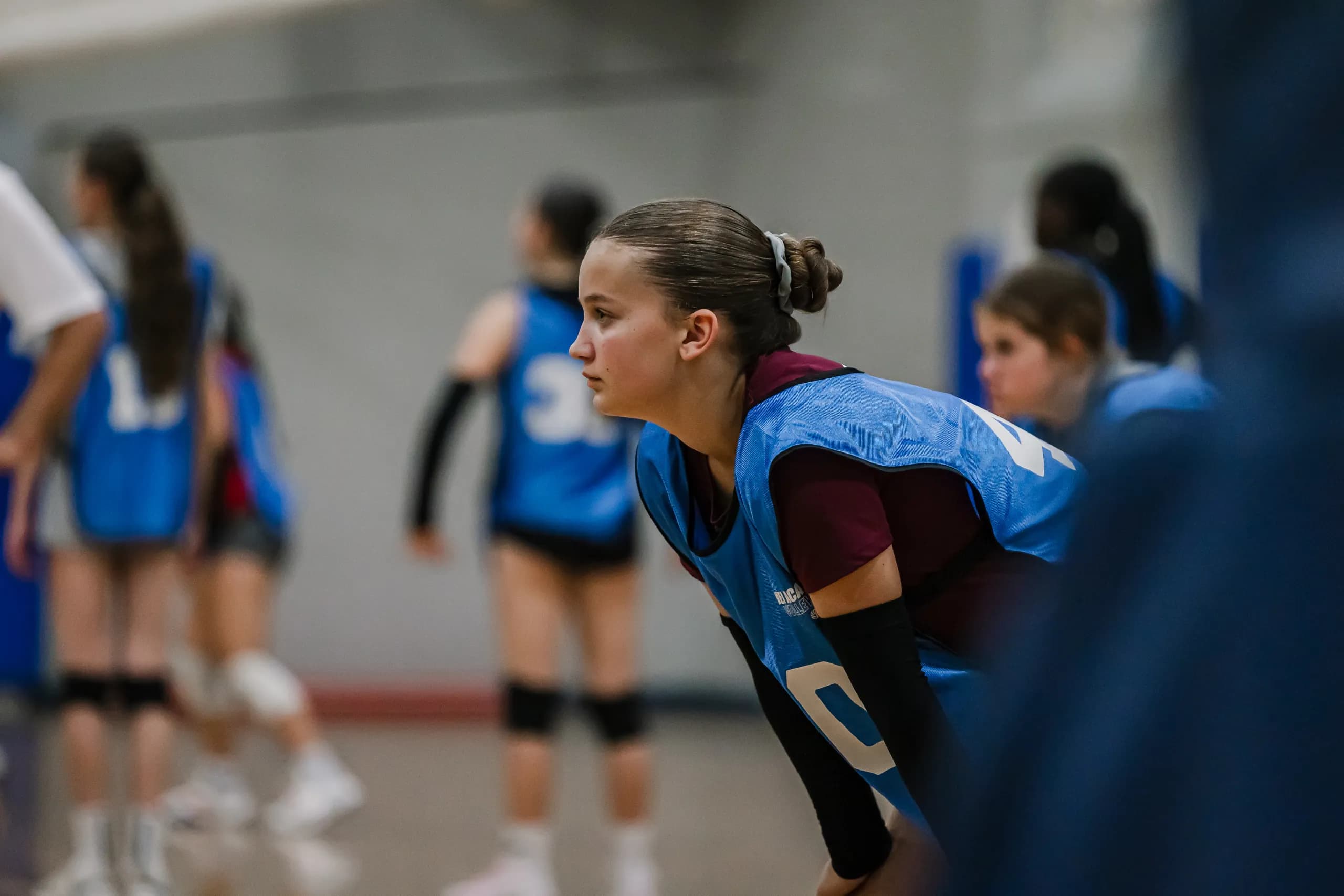 A V Sports athlete focused on court during an international training session