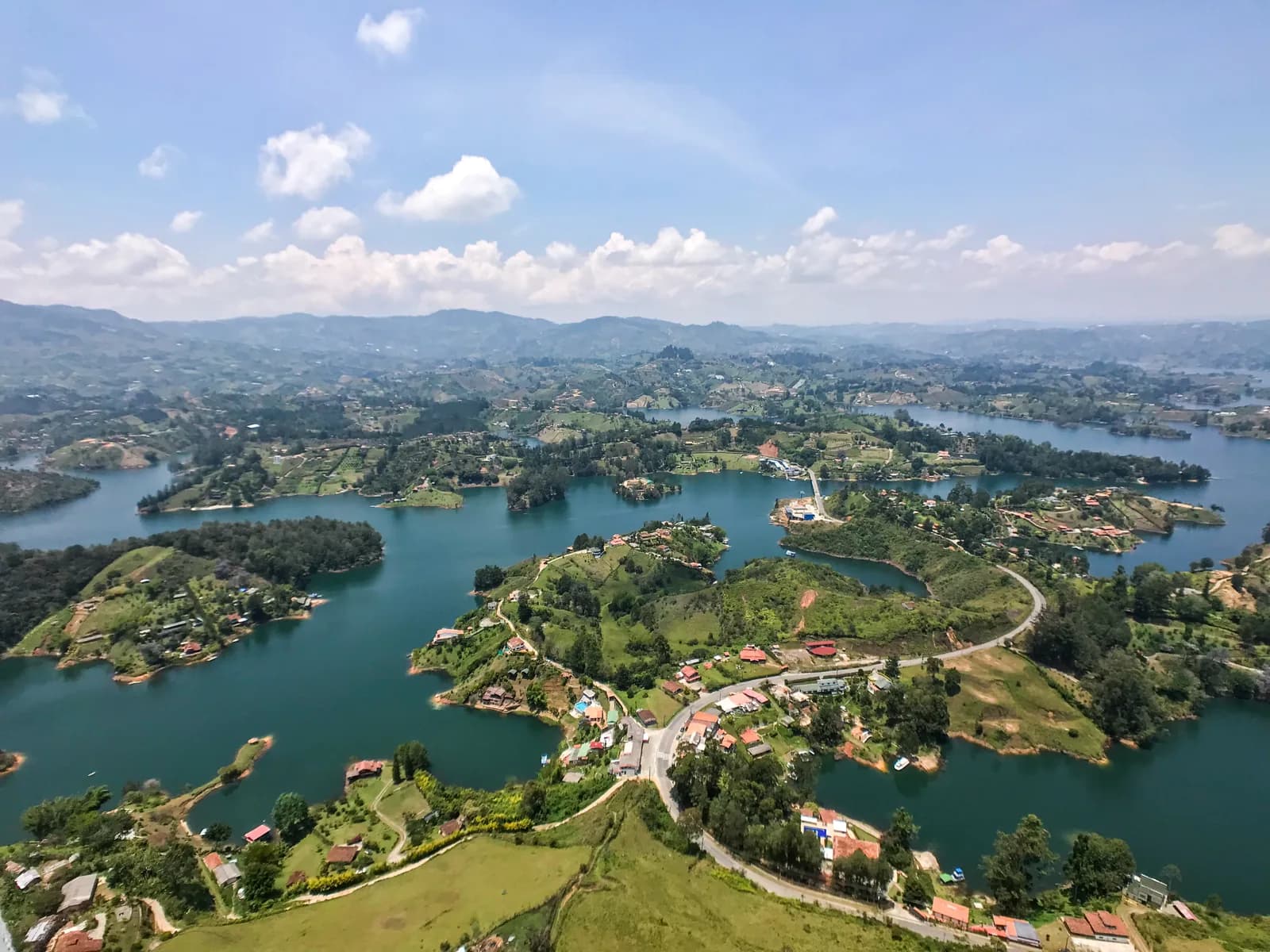 The Guatapé reservoir and its islands seen from the summit of El Peñón