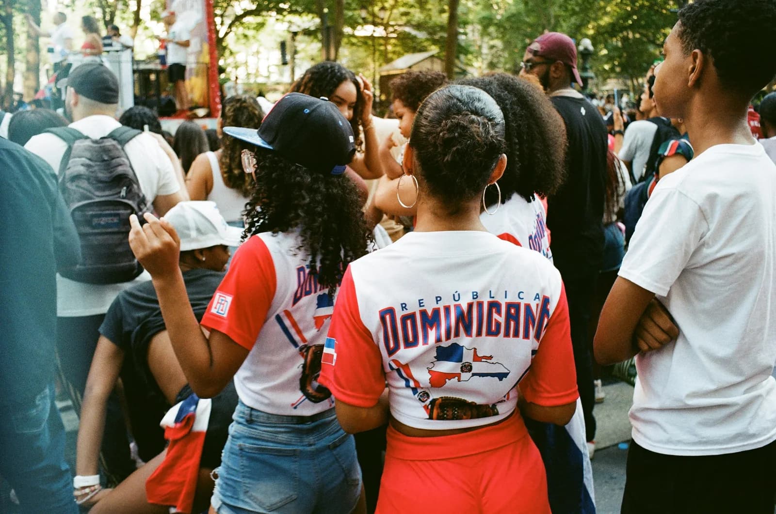 People gathered at a Dominican cultural celebration